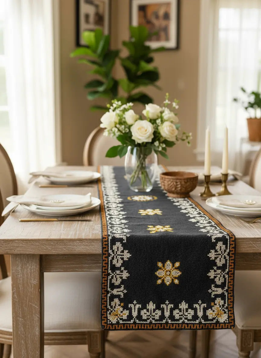 How to Style a Mexican Wool Table Runner Casa Maria