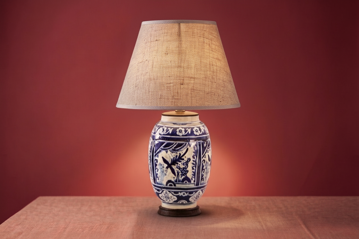 The Aviary authentic Talavera lamp handmade in Puebla Mexico by licensed artisans