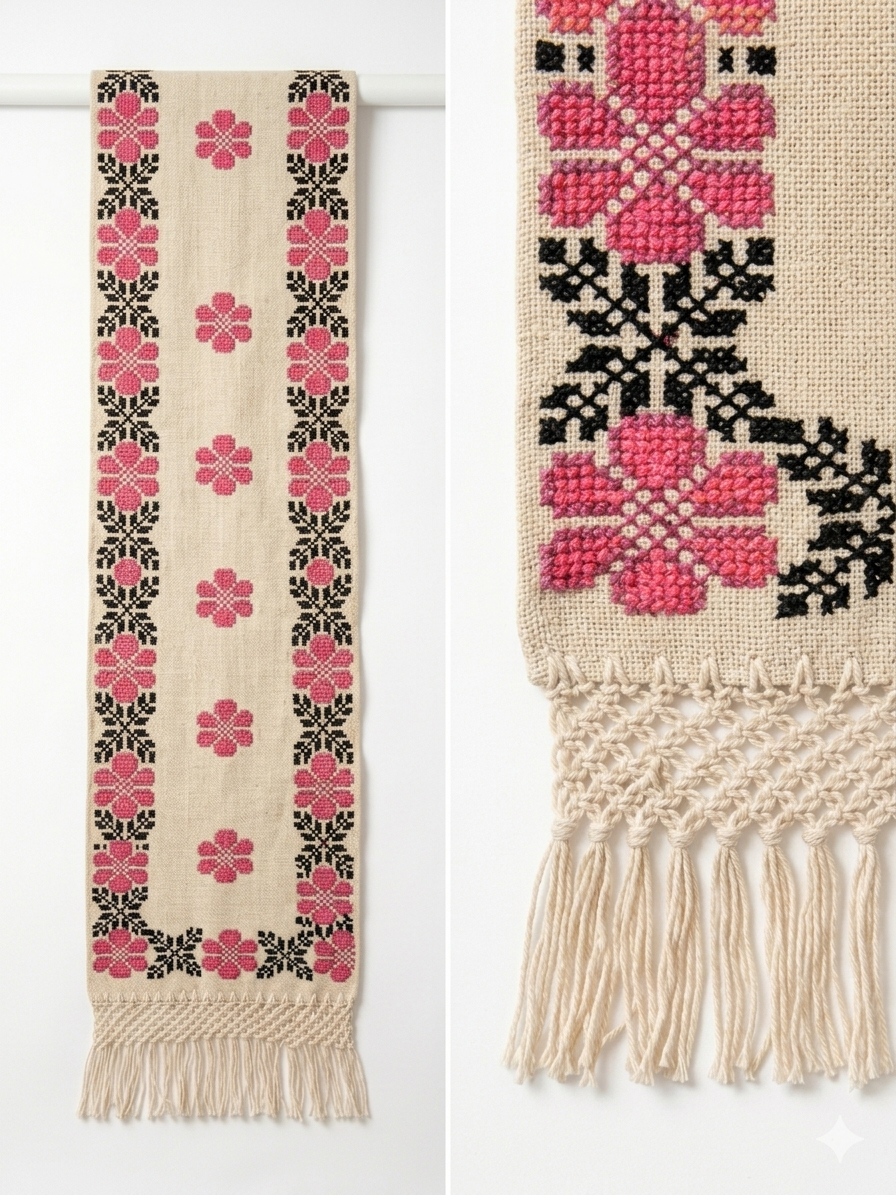 Camelia handwoven Mexican wool table runner, made by artisans in Mexico — Casa Maria