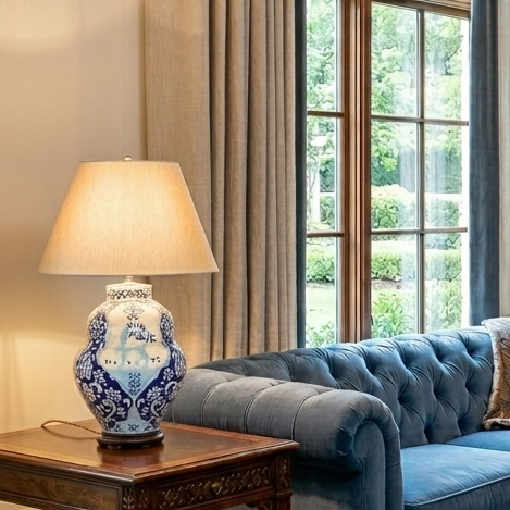 Tiboridos Panzas round belly Talavera lamp handmade in Puebla Mexico by licensed artisans