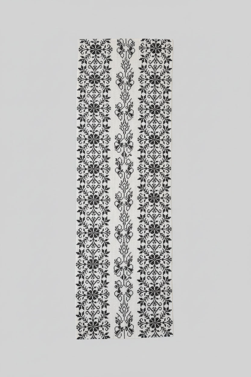 Leila handwoven Mexican wool table runner with vibrant geometric pattern, made in Mexico