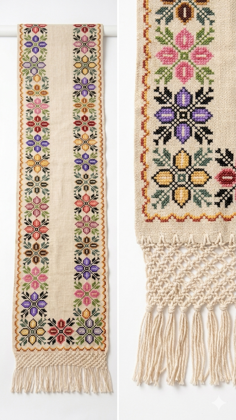 Iris handwoven Mexican wool table runner, made by artisans in Mexico — Casa Maria