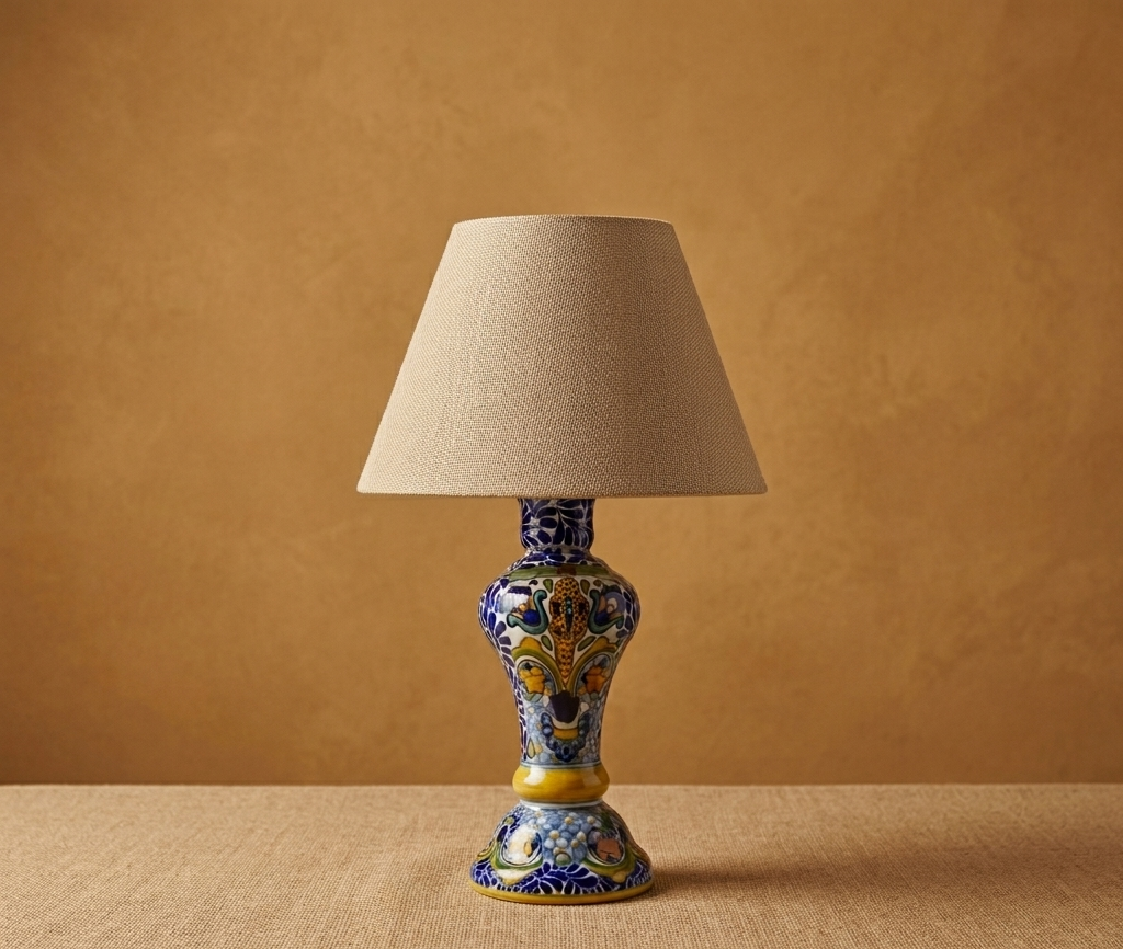 Spire slender Talavera lamp, handmade in Puebla Mexico